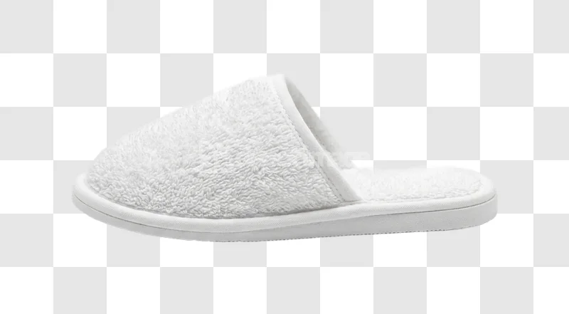 Single White Terry Cloth Slipper textured fabric transparent background