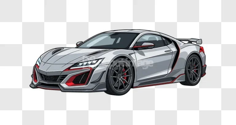 Sleek Gray Sports Car Vector Illustration detailed gray red accents
