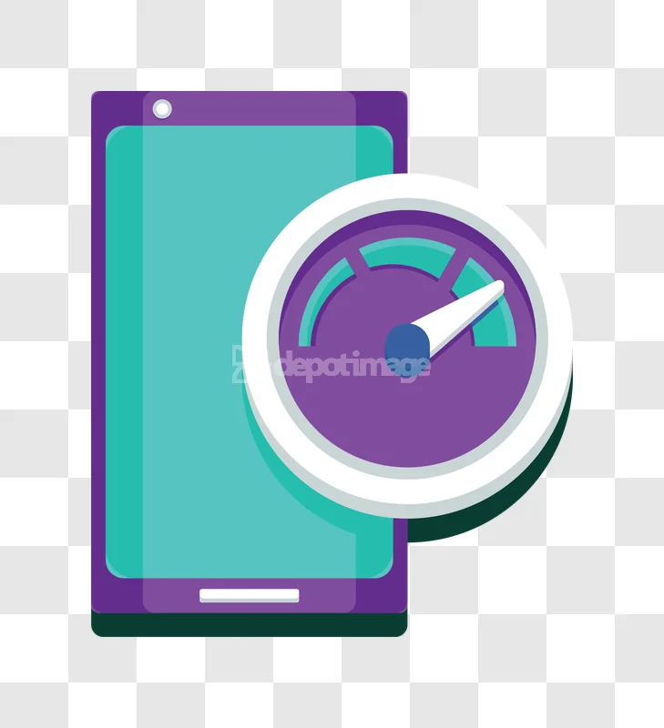 Smartphone Performance Speedometer Icon Purple Teal