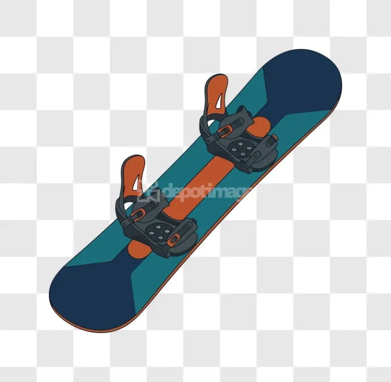 Snowboard With Bindings Vector Illustration stylized teal orange dark blue