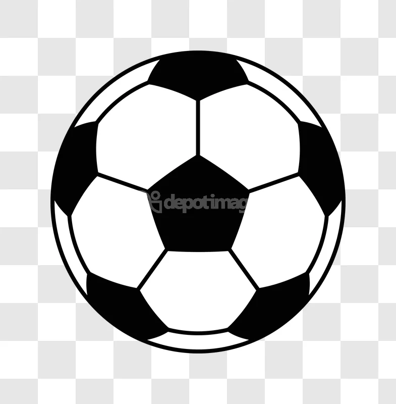 Soccer Ball Icon Black White Cartoon Style, simple graphic transparent background