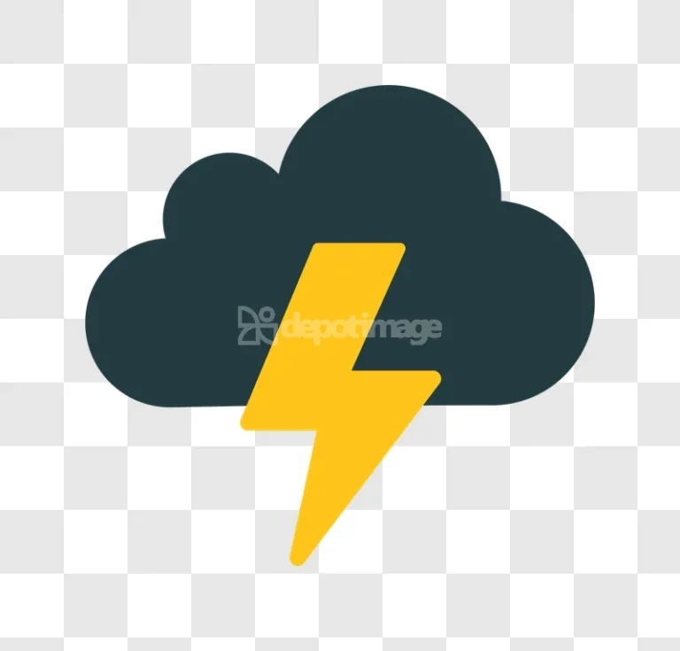 Storm Cloud Lightning Security Warning Icon flat design dark grey yellow