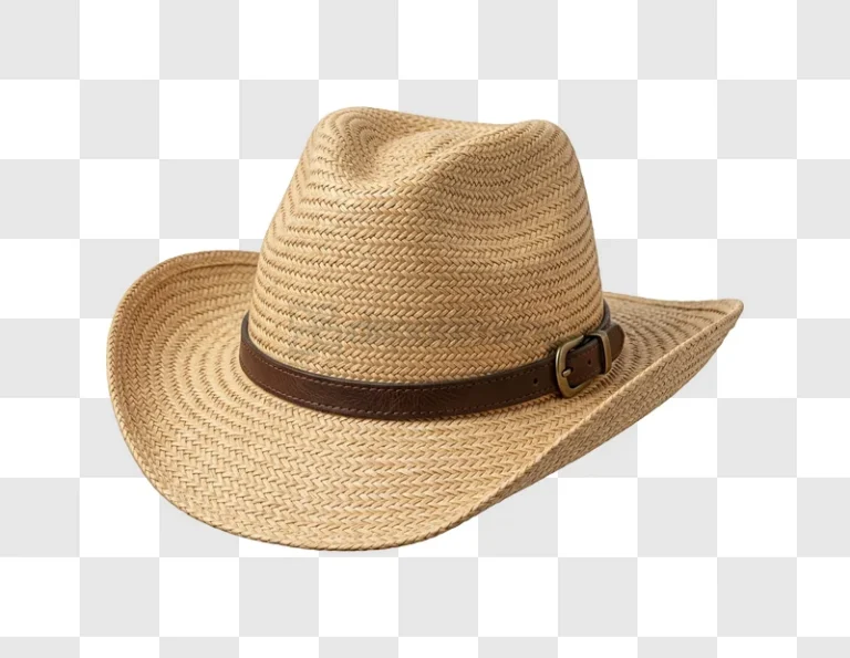 Straw Cowboy Hat With Leather Band woven straw brown buckle transparent