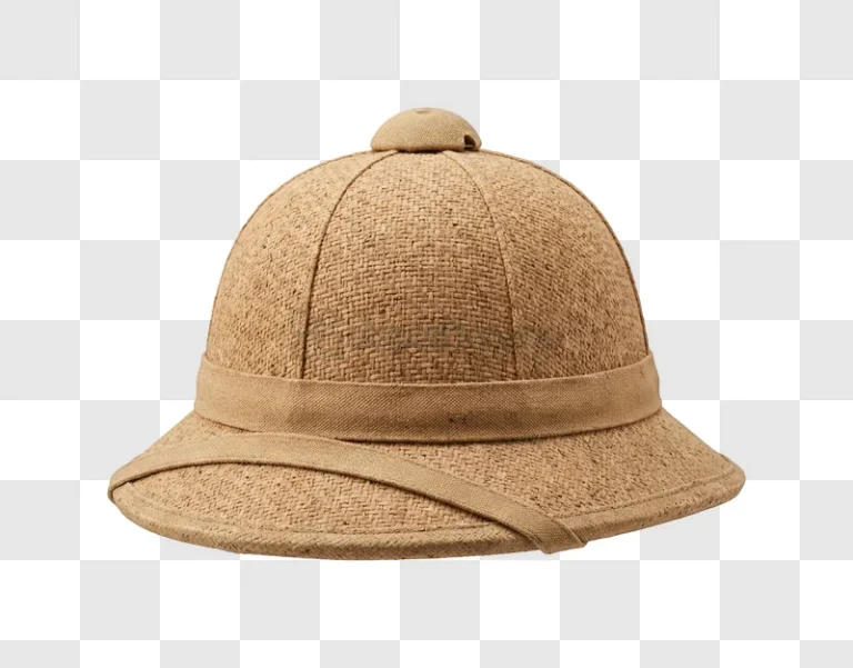 Straw Pith Helmet woven texture beige color transparent background