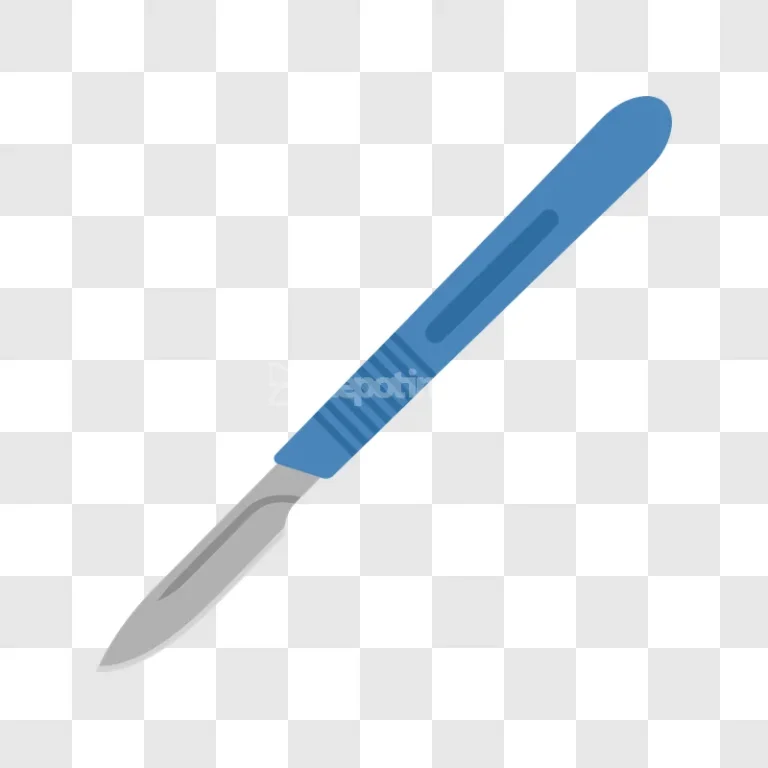 Surgical Scalpel Medical Instrument Blue Handle flat design transparent background