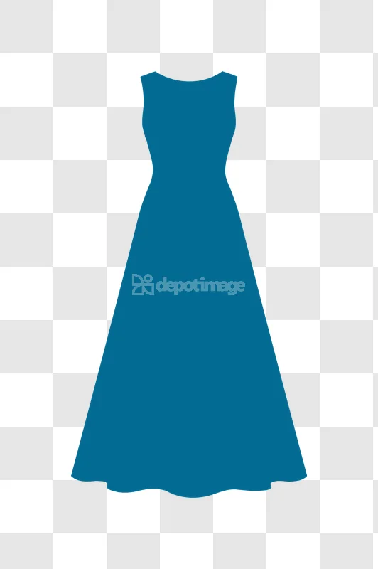 Teal Blue Sleeveless Dress Vector Illustration flat silhouette transparent background