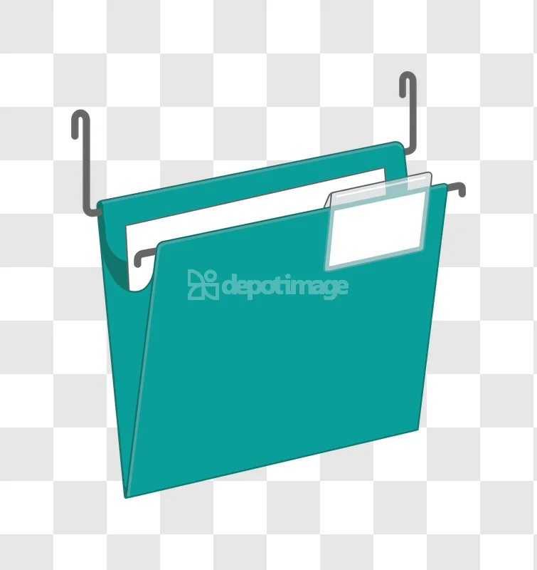 Teal Hanging File Folder With Tab clipart with white paper and tab