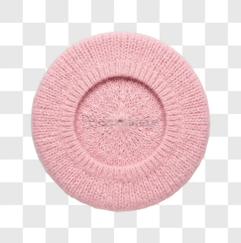 Top Down View of Pink Knitted Beret knitted fabric texture