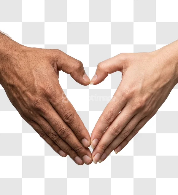 Two Hands Forming a Heart Shape diverse skin tones black background