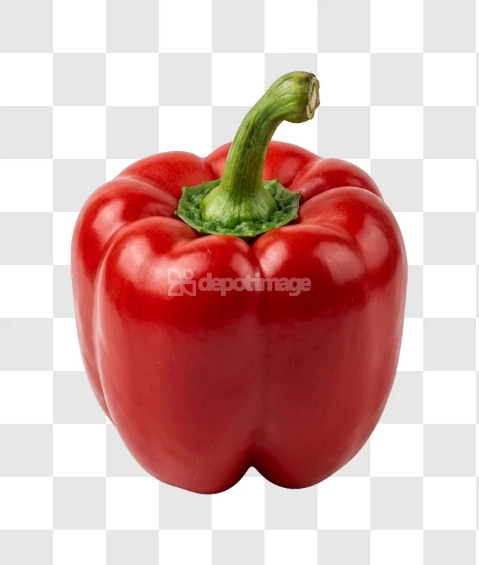 Vibrant Red Bell Pepper Fresh Produce Glossy glossy red transparent background