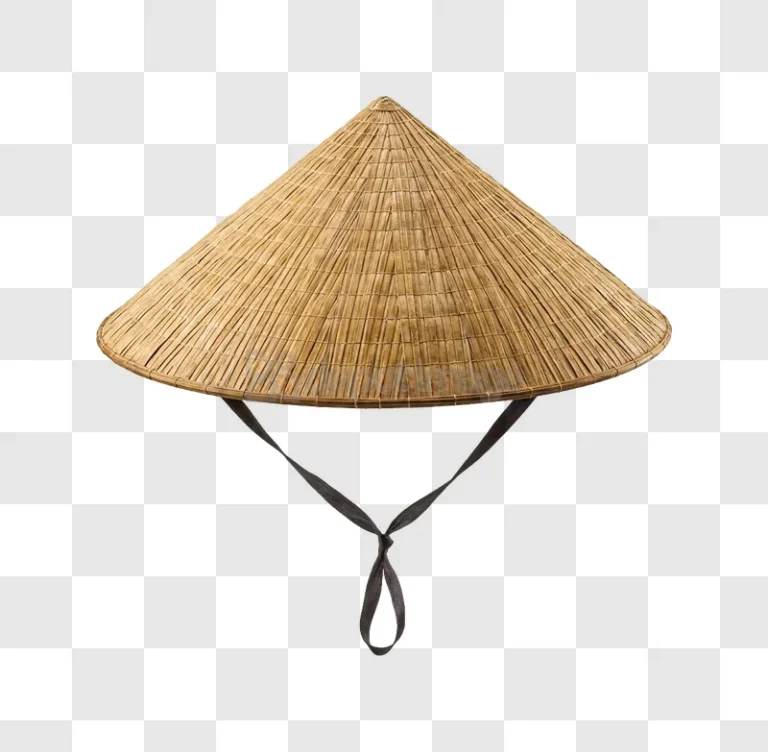 Vietnamese Conical Hat woven straw texture black straps