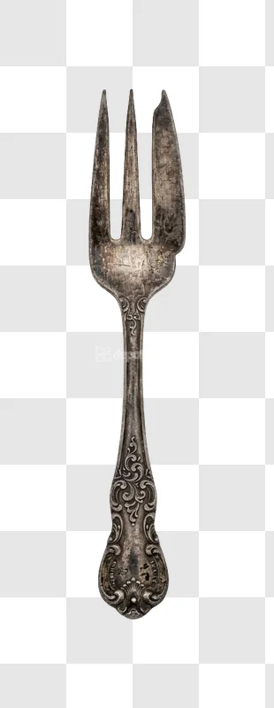 Vintage Silver Fork Ornate Handle Detail distressed metallic ornate handle