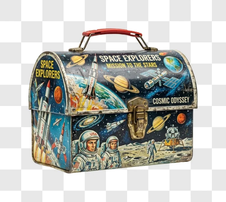 Vintage Space Explorers Metal Lunch Box colorful retro space art