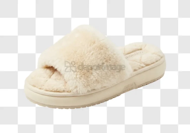 Warm Cozy Home Beige Faux Fur Slipper open-toe fluffy textile
