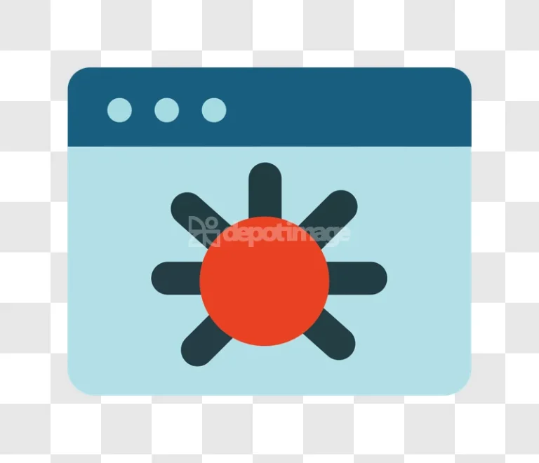 Web Browser Security Threat Alert Icon flat style blue red
