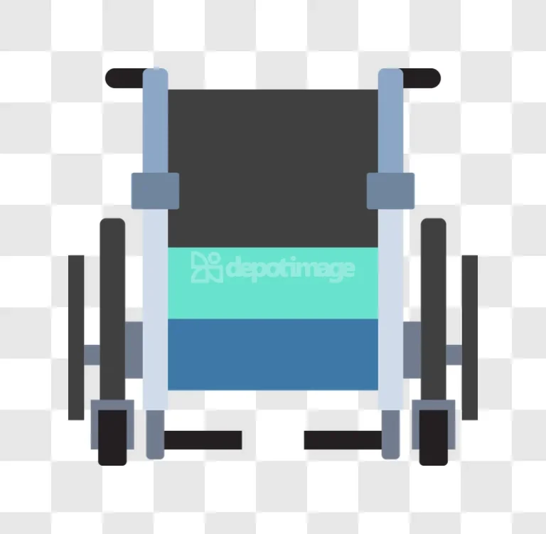 Wheelchair Front View Medical Device Transport flat icon blue grey