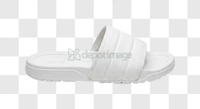White Canvas Slide Sandal Close up white fabric texture isolated