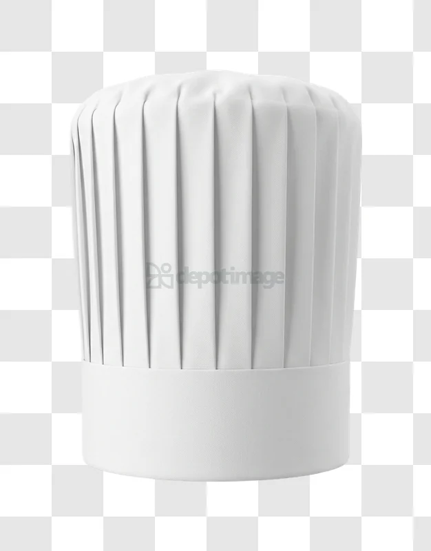 White Chef Hat With Pleats Closeup, pleated white fabric, clean background