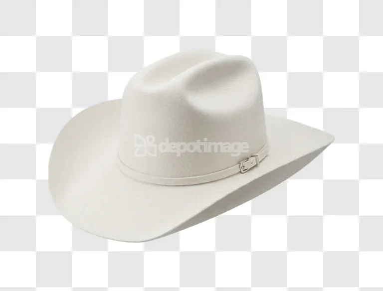 White Cowboy Hat With a Small Buckle felt material isolated view