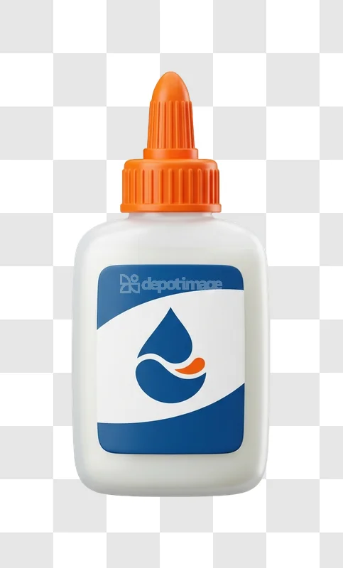 White Glue Bottle Orange Cap Label