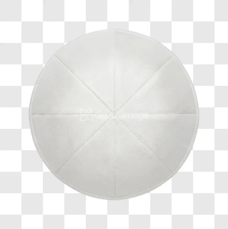 White Kippah Top View on Black Background round quilted fabric