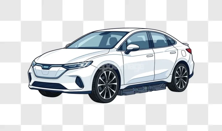 White Modern Electric Car From Side