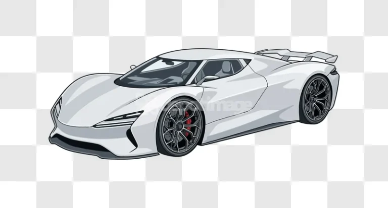 White Modern Sports Car Vector Art clean lines grey accents