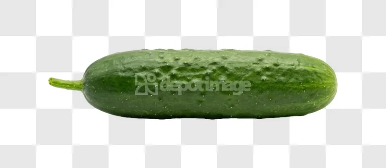Whole Dark Green Bumpy Cucumber Vegetable isolated on transparent background