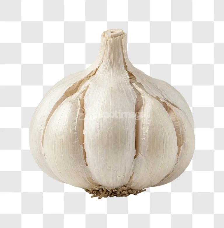 Whole Garlic Bulb White Cloves Fresh with white papery skin and detailed texture