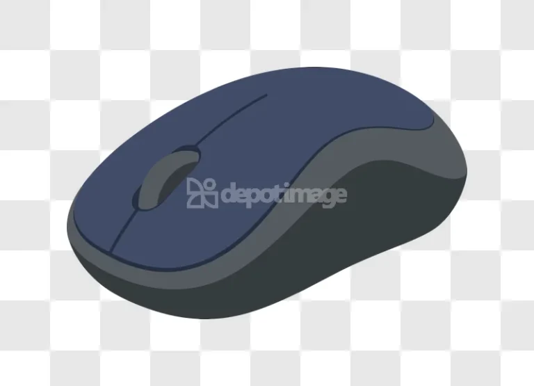 Wireless Computer Mouse Illustration, blue and grey, flat graphic