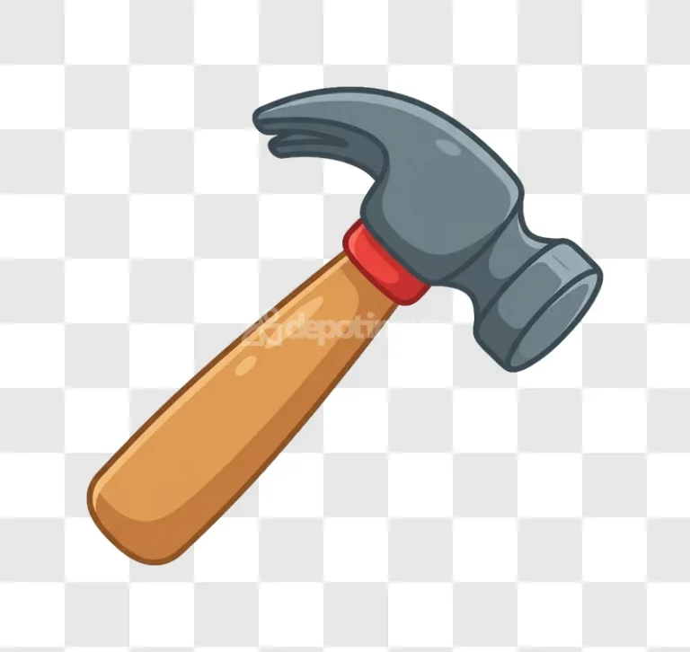 Wood Handle Claw Hammer Cartoon Tool