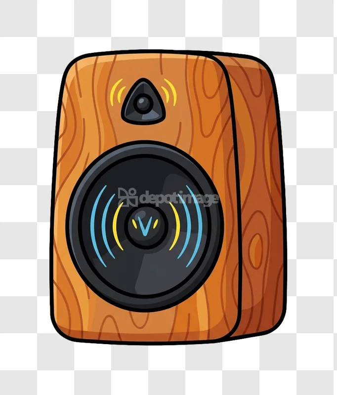 Wooden Audio Speaker Icon Music Sound Waves