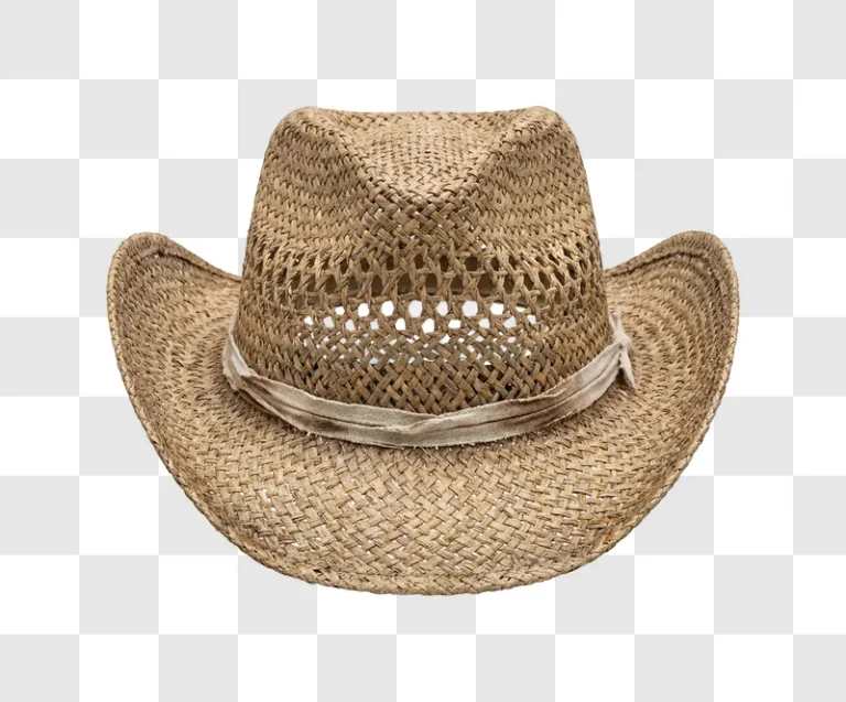 Woven Straw Cowboy Hat natural straw texture transparent background