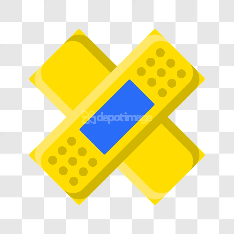 Yellow Band Aid Adhesive Bandage First Aid flat icon blue pad