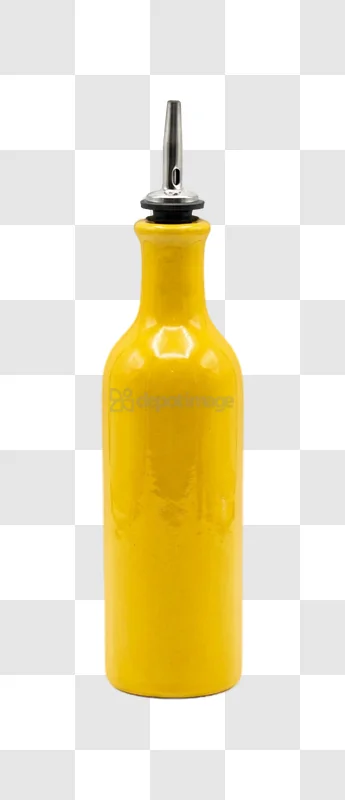 Yellow Bottle With Metal Pour Spout ceramic with silver spout