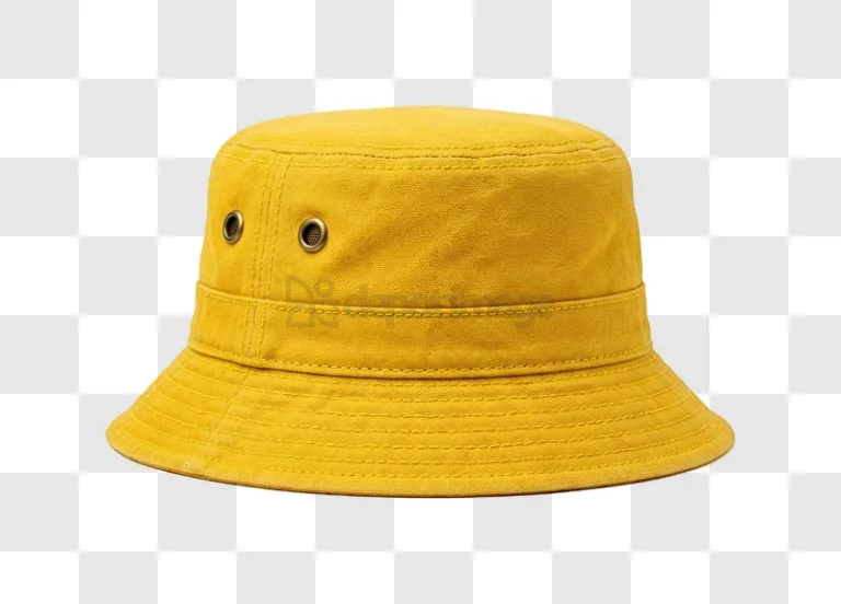 Yellow Canvas Bucket Hat solid color canvas fabric, brass eyelets