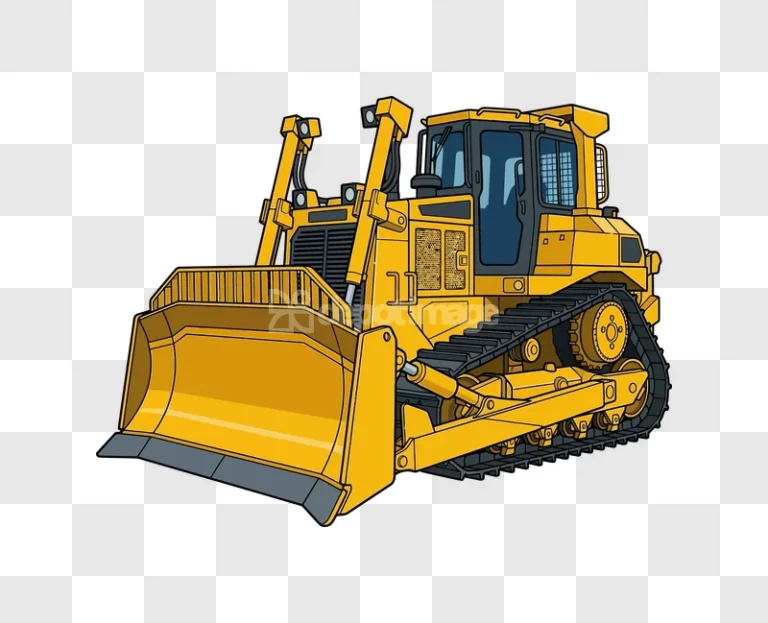 Yellow Construction Bulldozer Illustration vector art black background