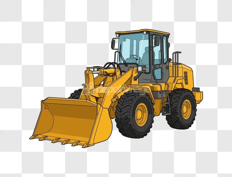 Yellow Construction Wheel Loader Truck Isolated cartoon style transparent background