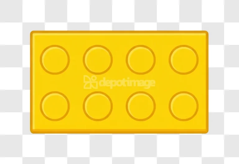 Yellow Lego Brick Toy Top View Plastic