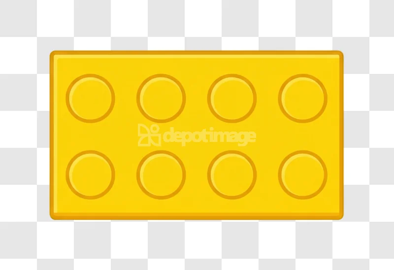 Yellow Lego Brick Toy Top View Plastic flat graphic isolated