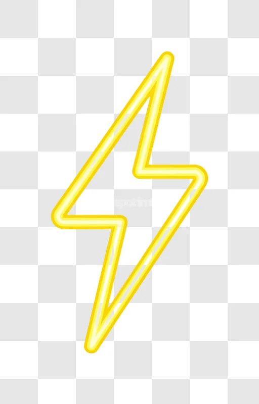 Yellow Neon Glowing Lightning Bolt Icon