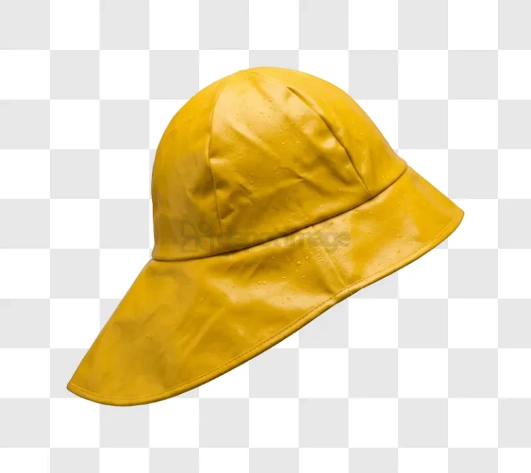 Yellow Rain Hat Wet With Droplets glossy texture black background
