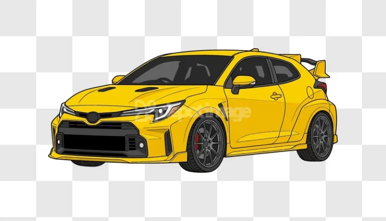 Yellow Sports Car Cartoon bright cartoon style transparent