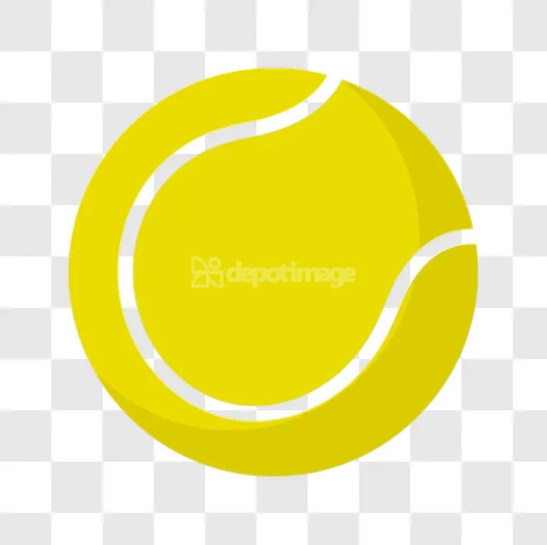 Yellow Tennis Ball With White Seams cartoon style black outline
