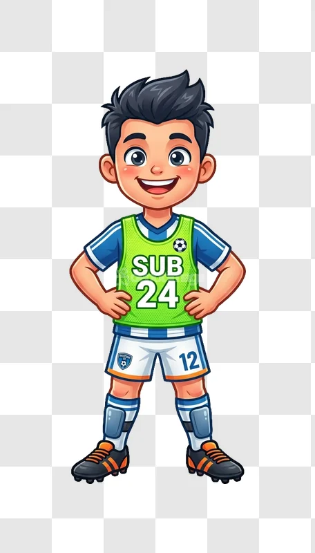 Young Cartoon Soccer Player Green Vest