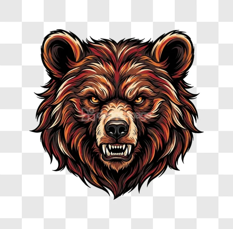 Aggressive Bear Face Vector Illustration