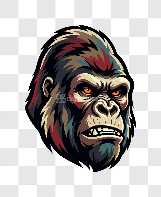 Aggressive Gorilla Head Colorful Vector Mascot