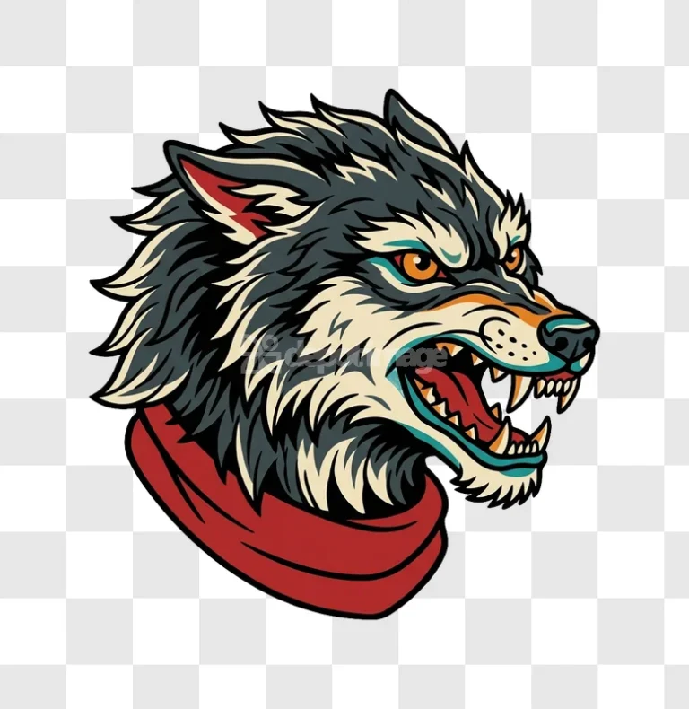Aggressive Wolf Head Mascot Illustration