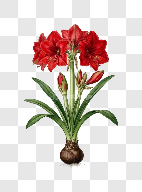 Amaryllis Bulb Red Blooming Flowers Nature