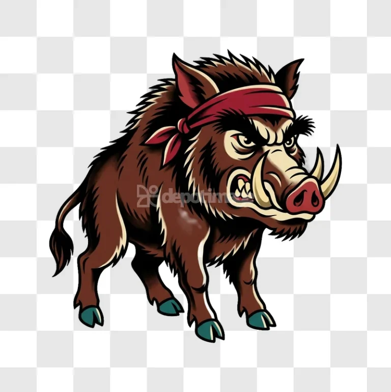 Angry Wild Boar Mascot Cartoon Vector